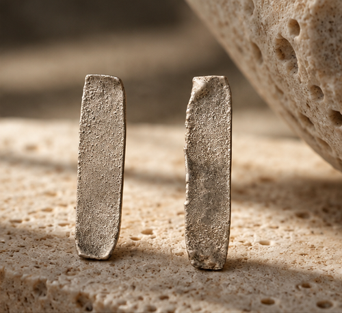 ESDROS elongated Silver 950 earrings, handmade in Amsterdam by Tulipa