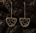 HUEYOS sculptural Silver 950 drop earrings, handmade in Amsterdam by Tulipa