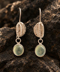 SODARON sculptural Silver 950 earrings with prehnite, handmade in Amsterdam by Tulipa
